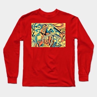 Gold Hue Bird Pattern Long Sleeve T-Shirt